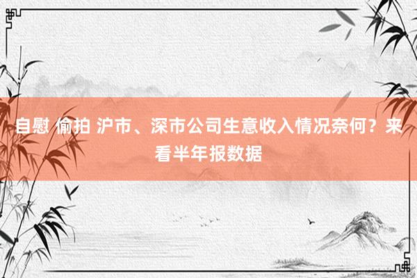 自慰 偷拍 沪市、深市公司生意收入情况奈何？来看半年报数据