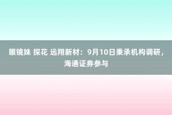 眼镜妹 探花 远翔新材：9月10日秉承机构调研，海通证券参与