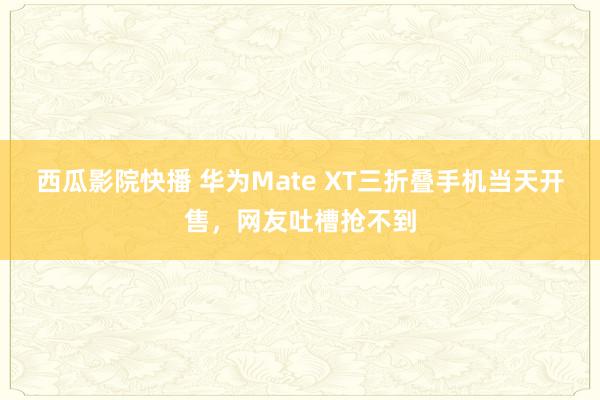 西瓜影院快播 华为Mate XT三折叠手机当天开售，网友吐槽抢不到