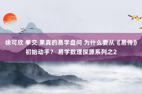 徐可欣 拳交 果真的易学盘问 为什么要从《易传》初始动手？ 易学数理探源系列之2