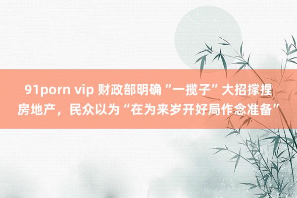 91porn vip 财政部明确“一揽子”大招撑捏房地产，民众以为“在为来岁开好局作念准备”