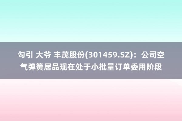 勾引 大爷 丰茂股份(301459.SZ)：公司空气弹簧居品现在处于小批量订单委用阶段