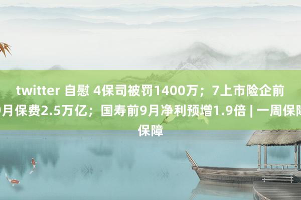 twitter 自慰 4保司被罚1400万；7上市险企前9月保费2.5万亿；国寿前9月净利预增1.9倍 | 一周保障