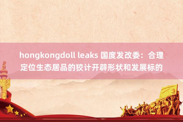 hongkongdoll leaks 国度发改委：合理定位生态居品的狡计开辟形状和发展标的