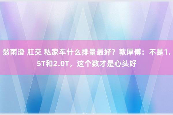 翁雨澄 肛交 私家车什么排量最好？敦厚傅：不是1.5T和2.0T，这个数才是心头好