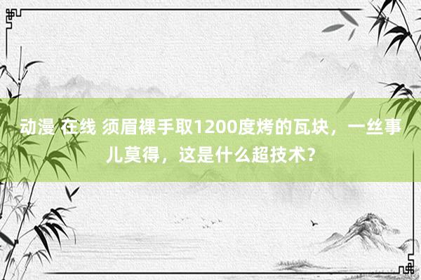 动漫 在线 须眉裸手取1200度烤的瓦块，一丝事儿莫得，这是什么超技术？