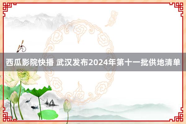 西瓜影院快播 武汉发布2024年第十一批供地清单