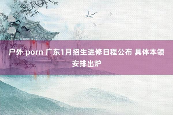 户外 porn 广东1月招生进修日程公布 具体本领安排出炉