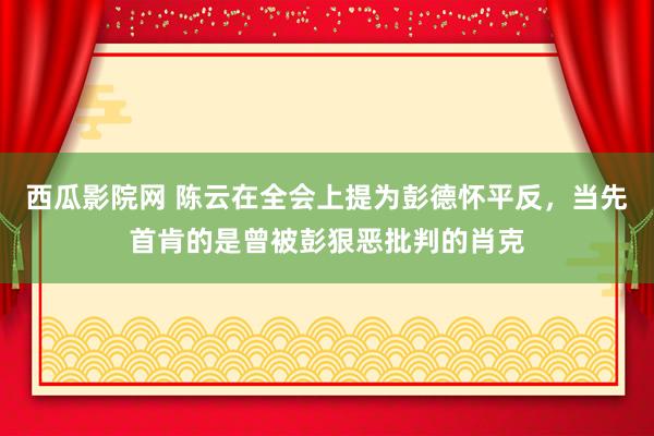 西瓜影院网 陈云在全会上提为彭德怀平反，当先首肯的是曾被彭狠恶批判的肖克