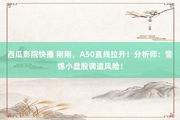 西瓜影院快播 刚刚，A50直线拉升！分析师：警惕小盘股调遣风险！