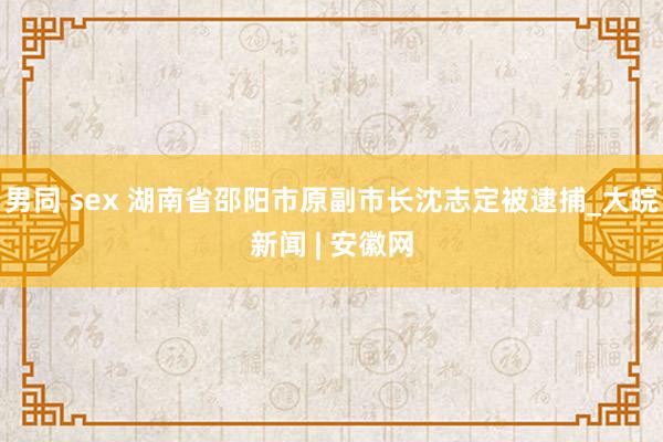 男同 sex 湖南省邵阳市原副市长沈志定被逮捕_大皖新闻 | 安徽网