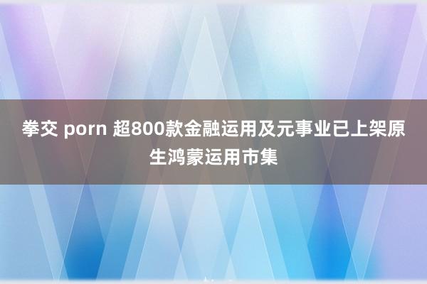 拳交 porn 超800款金融运用及元事业已上架原生鸿蒙运用市集