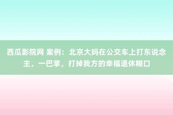 西瓜影院网 案例：北京大妈在公交车上打东说念主，一巴掌，打掉我方的幸福退休糊口