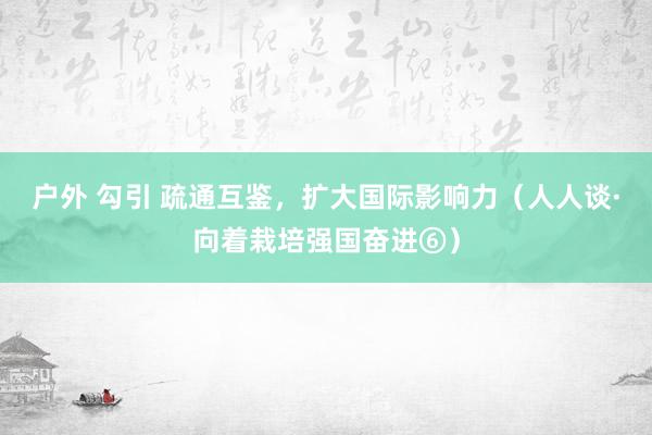 户外 勾引 疏通互鉴，扩大国际影响力（人人谈·向着栽培强国奋进⑥）